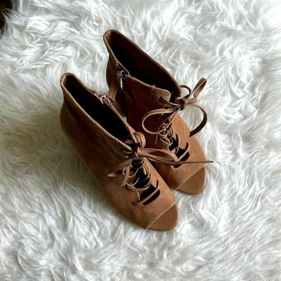 Sam Edelman 6.5 Yvie Bootie Tan Suede Lace Up - Picture 2 of 7